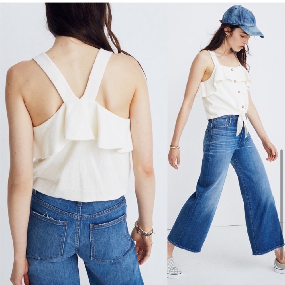 Madewell Texture & Thread Ruffle Tie Front Tank - Picture 2 of 5